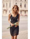 Charming dress with ruffles, black PR32120 - Online store - Boutique